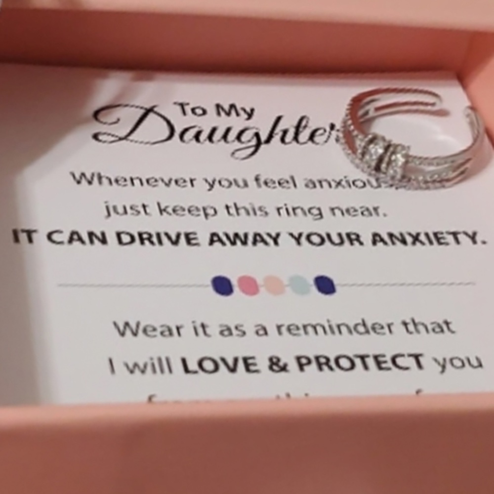 Silver Fidget Ring ~ Adjustable Fits Ring Sizes From 5 to 10 ~ Gift Box - Picture 3 of 8